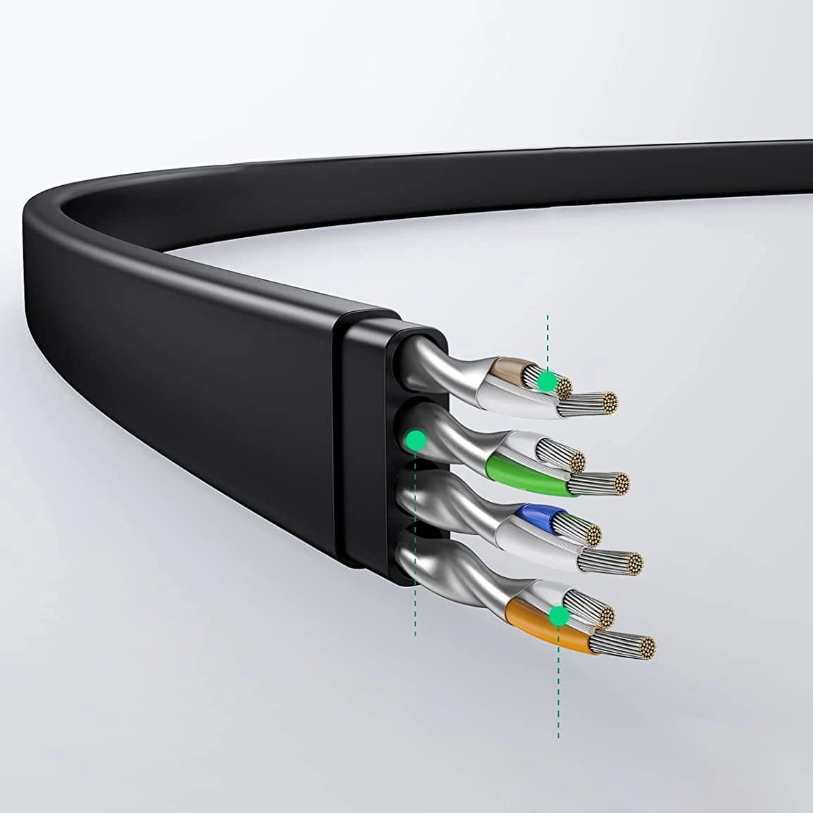 Cablu Retea UGREEN NW102 Flat, UTP, Cat6, 0.5m, Negru