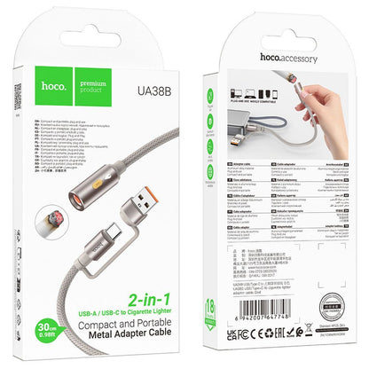 Bricheta Electrica HOCO UA38B, USB-C / USB-A, 0.3m, Auriu