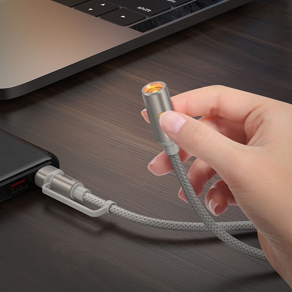 Bricheta Electrica HOCO UA38B, USB-C / USB-A, 0.3m, Auriu