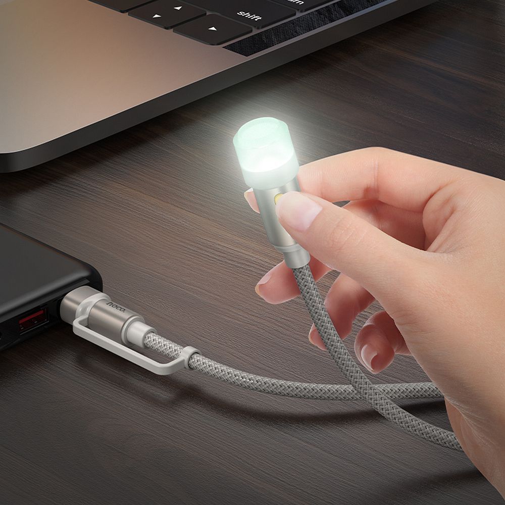 Cablu Led HOCO UA38C, USB-C / USB-A, 0.3m, Negru