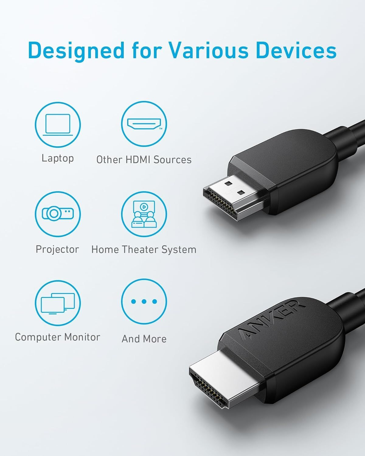 Cablu Video Anker, HDMI - HDMI, 8K, 1.8m, Negru A8742011