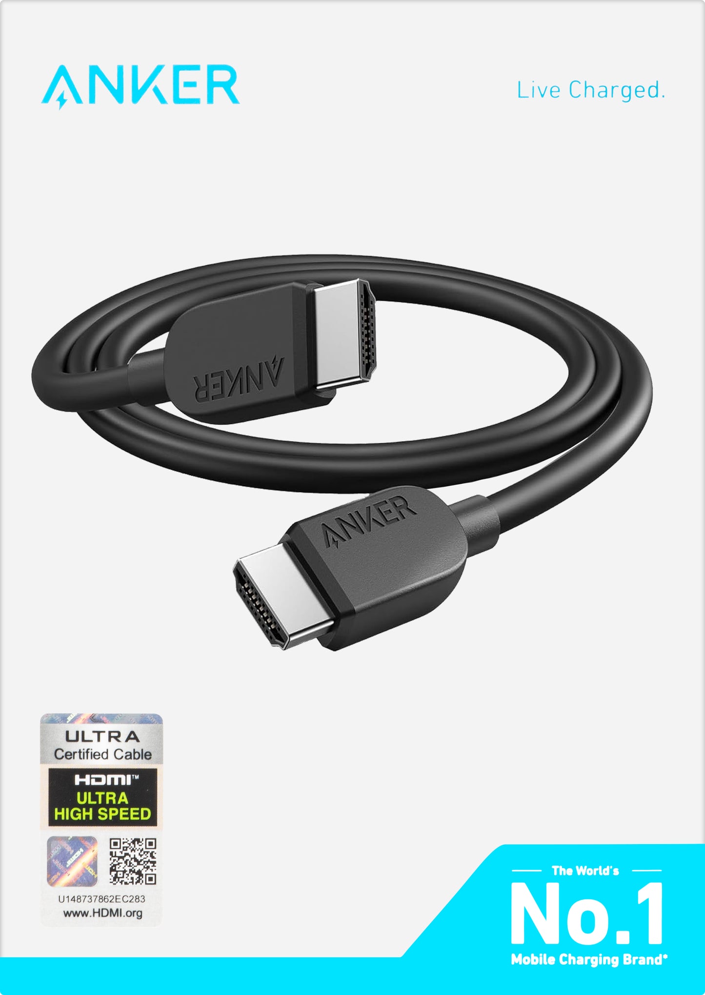Cablu Video Anker, HDMI - HDMI, 8K, 1.8m, Negru A8742011