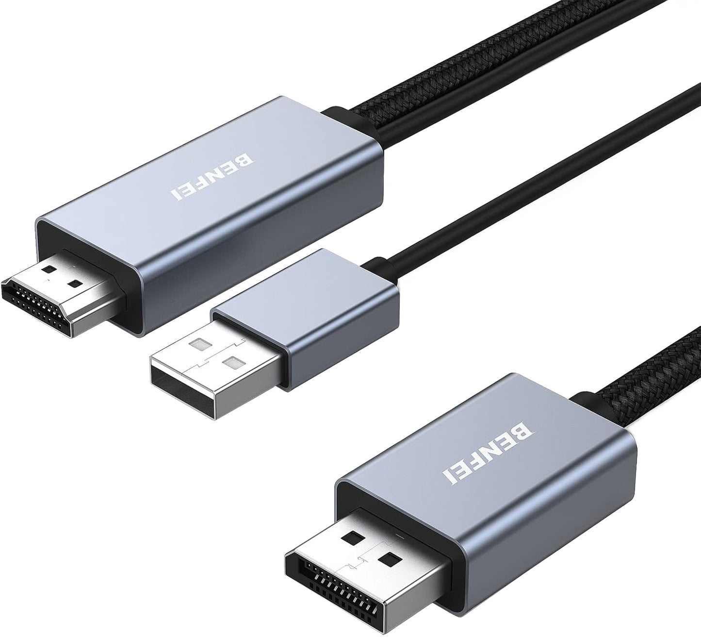 Cablu Video Benfei, HDMI / USB-A - DisplayPort, 4K, 1.8m, Gri
