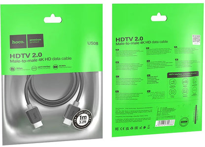 Cablu Video HOCO US08, HDMI - HDMI, 4K, 1m, Negru