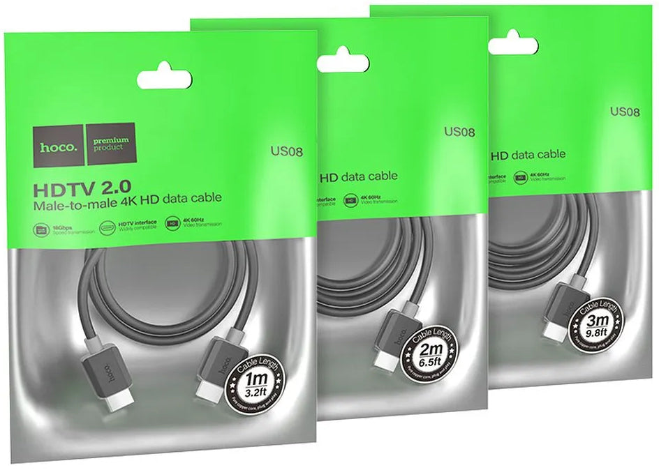 Cablu Video HOCO US08, HDMI - HDMI, 4K, 1m, Negru
