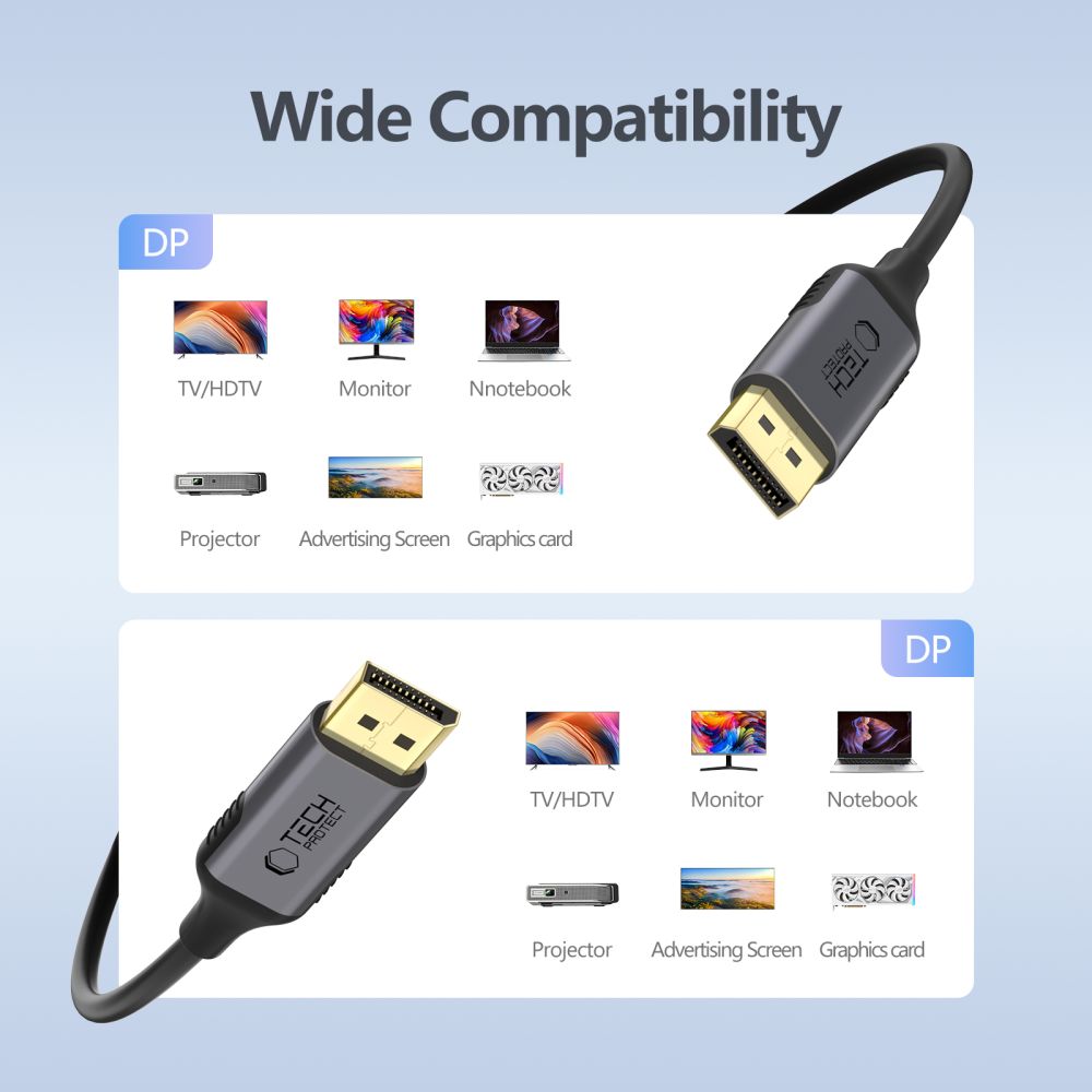 Cablu Video Tech-Protect Ultraboost, DisplayPort - DisplayPort, 4K, 2m, Negru