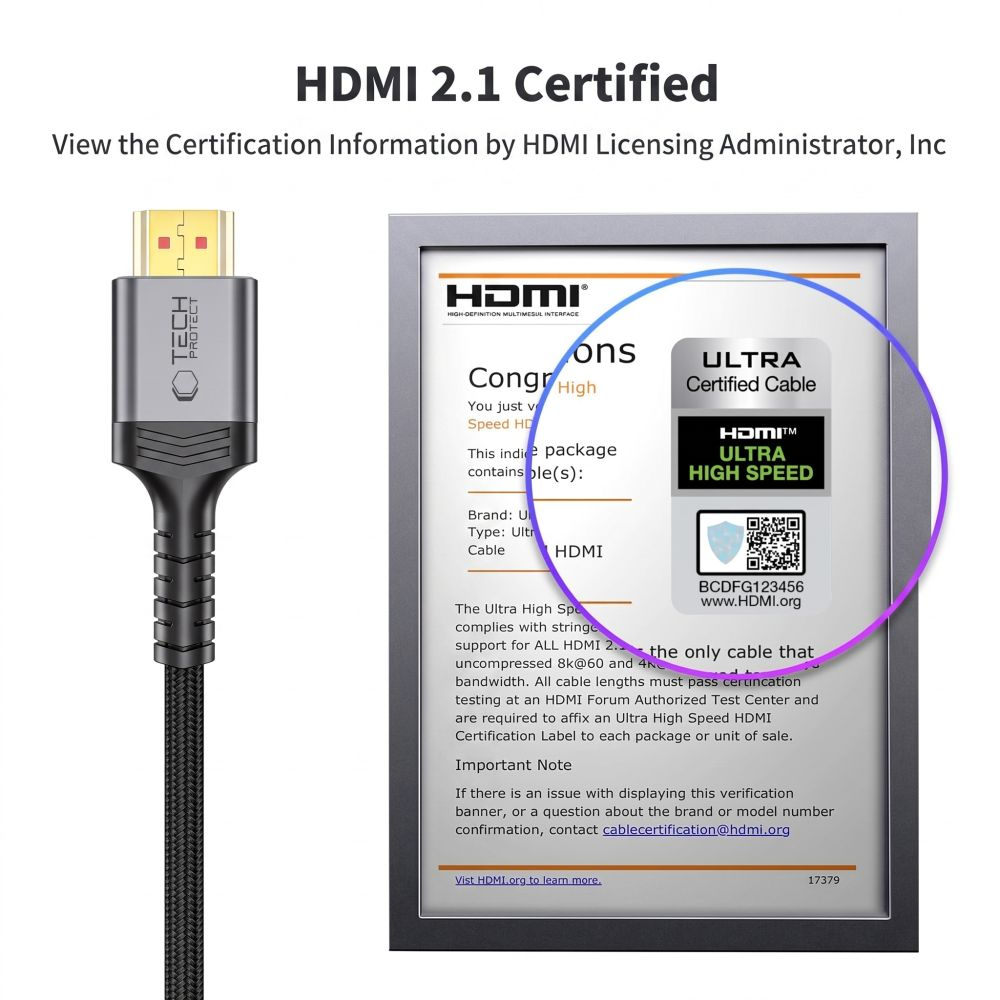 Cablu Video Tech-Protect Ultraboost 2, HDMI - HDMI, 8K, 1m, Negru
