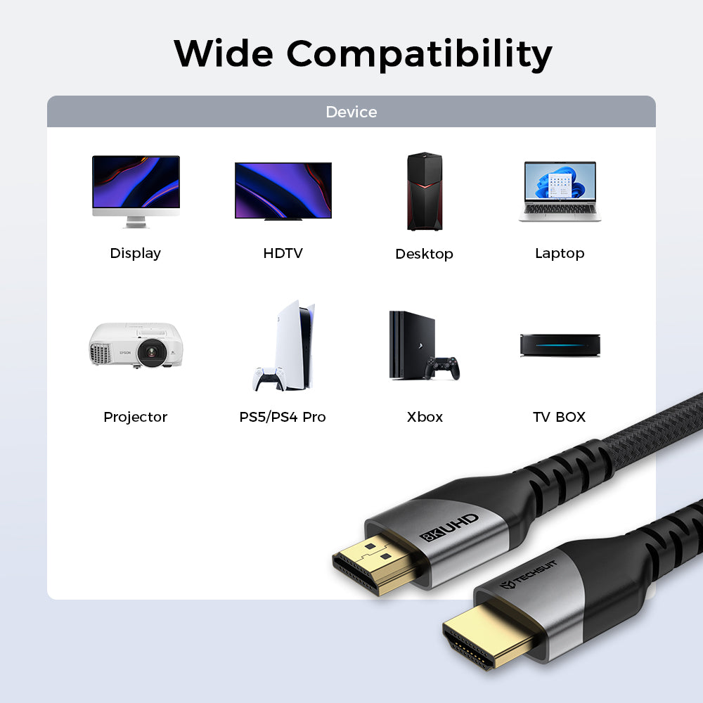Cablu Video Techsuit NexusVision Pro CX3, HDMI - HDMI, 8K, 2m, Gri