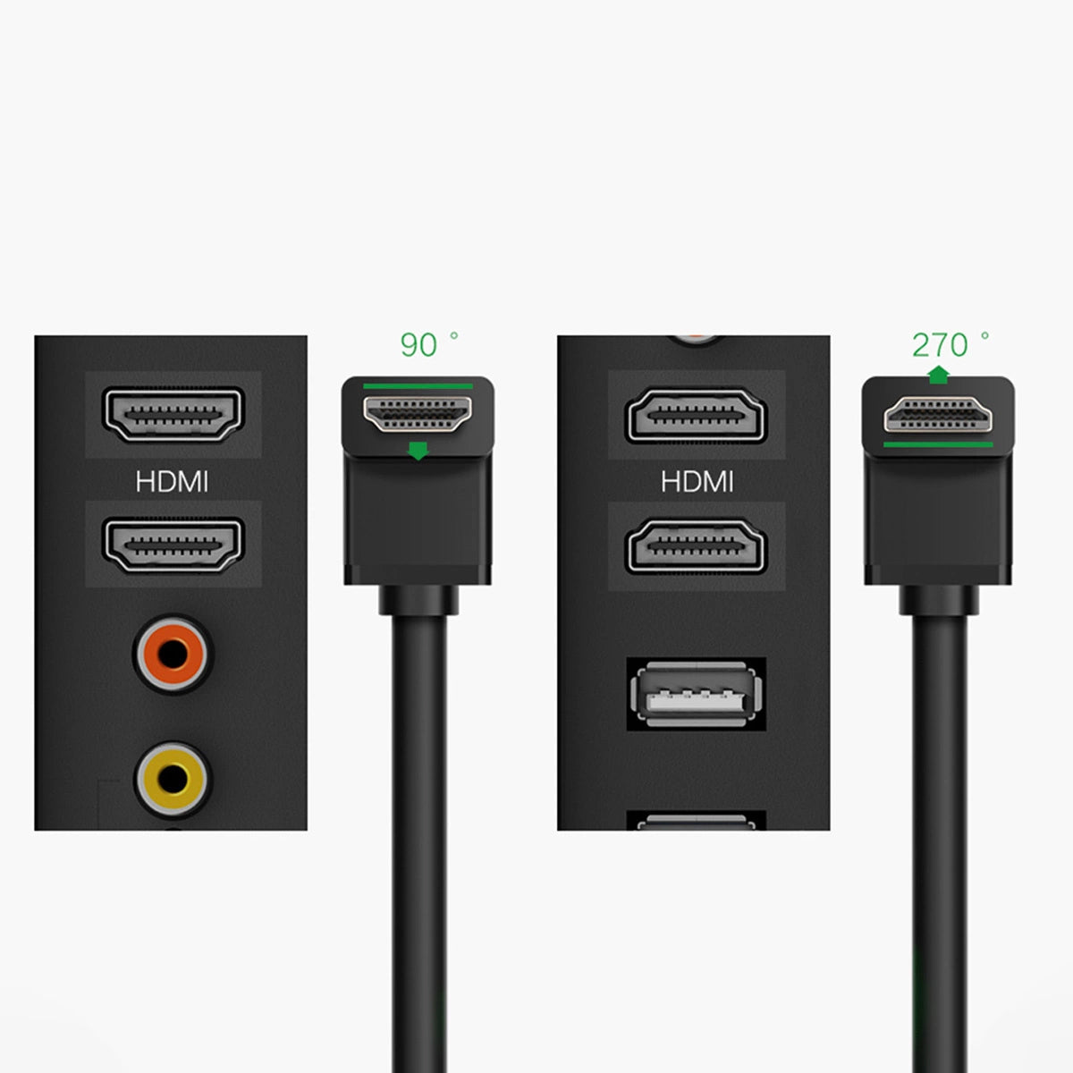 Cablu Video UGREEN Angled, HDMI - HDMI, 4K, 2m, Negru HD103