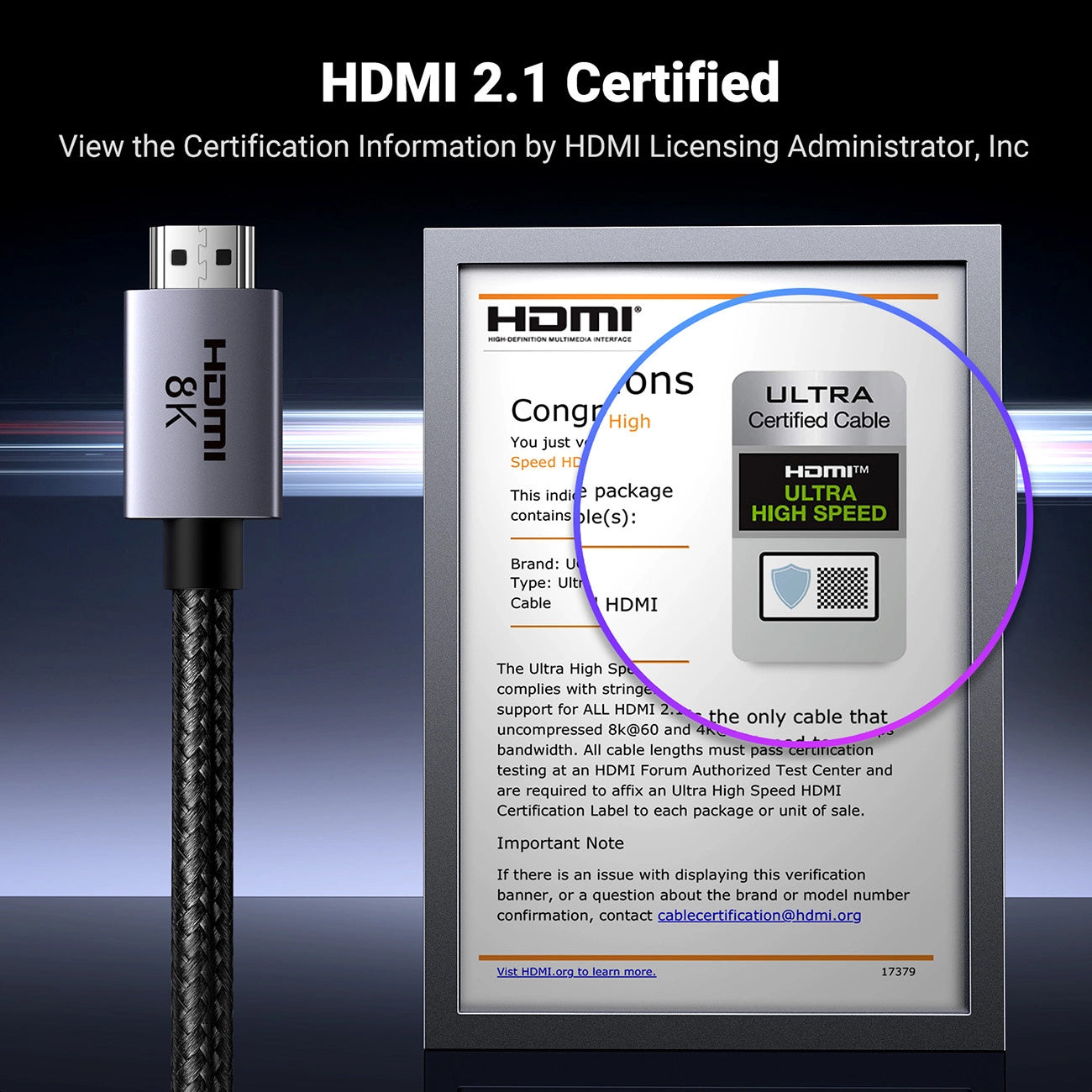 Cablu Video UGREEN HD171, HDMI - HDMI, 8K, 1m, Negru
