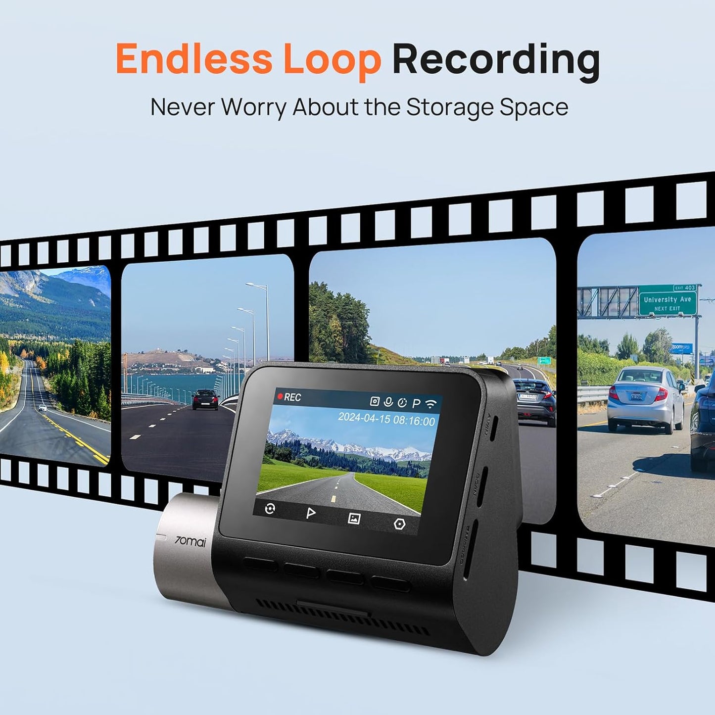 Camera Auto 70mai Dash Cam A510, 3K, GPS, Wi-Fi, Afisaj 2inch 2AOK9-A510