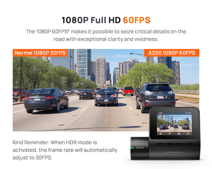 Camera Auto 70mai Dash Cam A200, 1080P, Wi-Fi, Afisaj 2inch