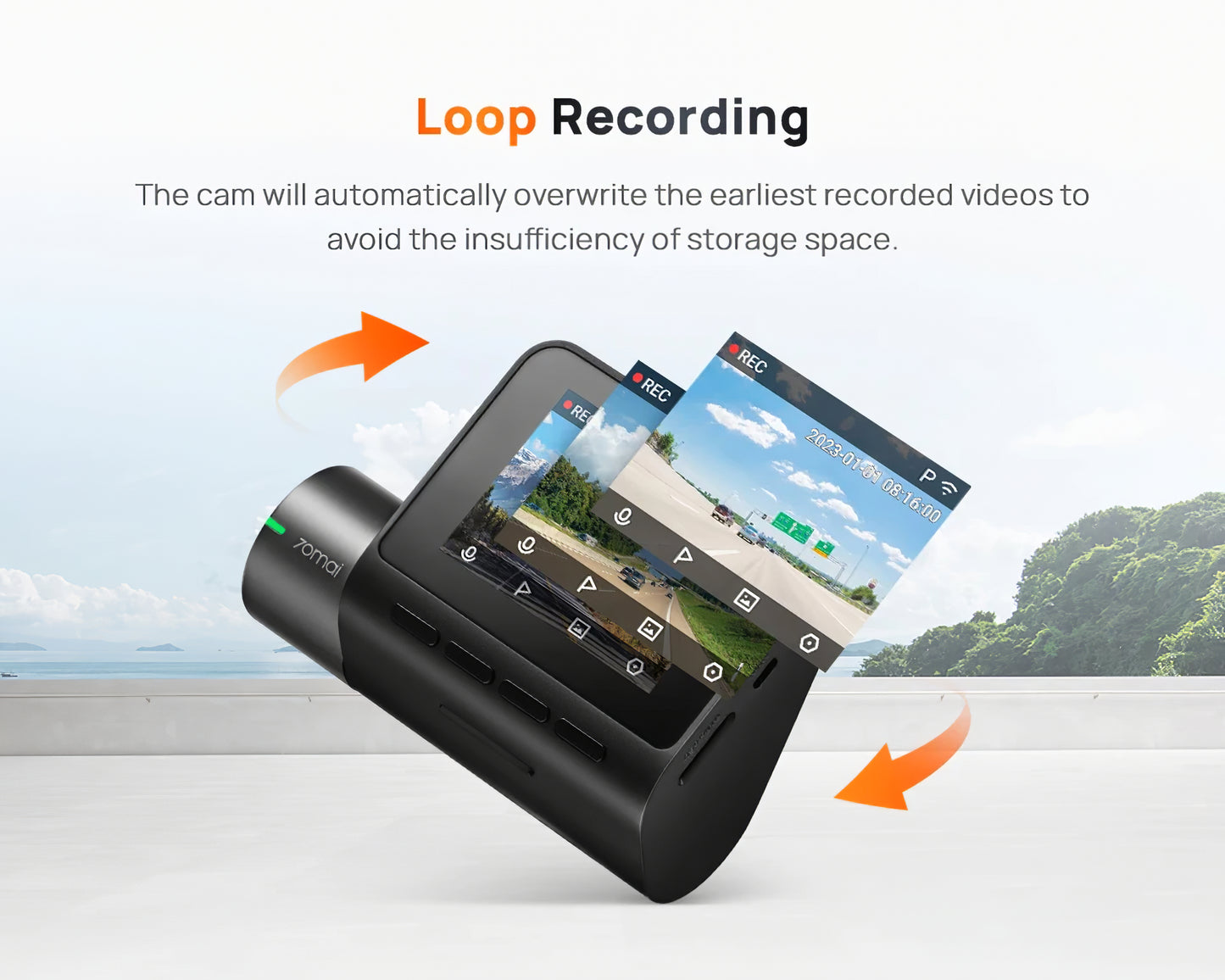 Camera Auto 70mai Dash Cam A200, 1080P, Wi-Fi, Afisaj 2inch