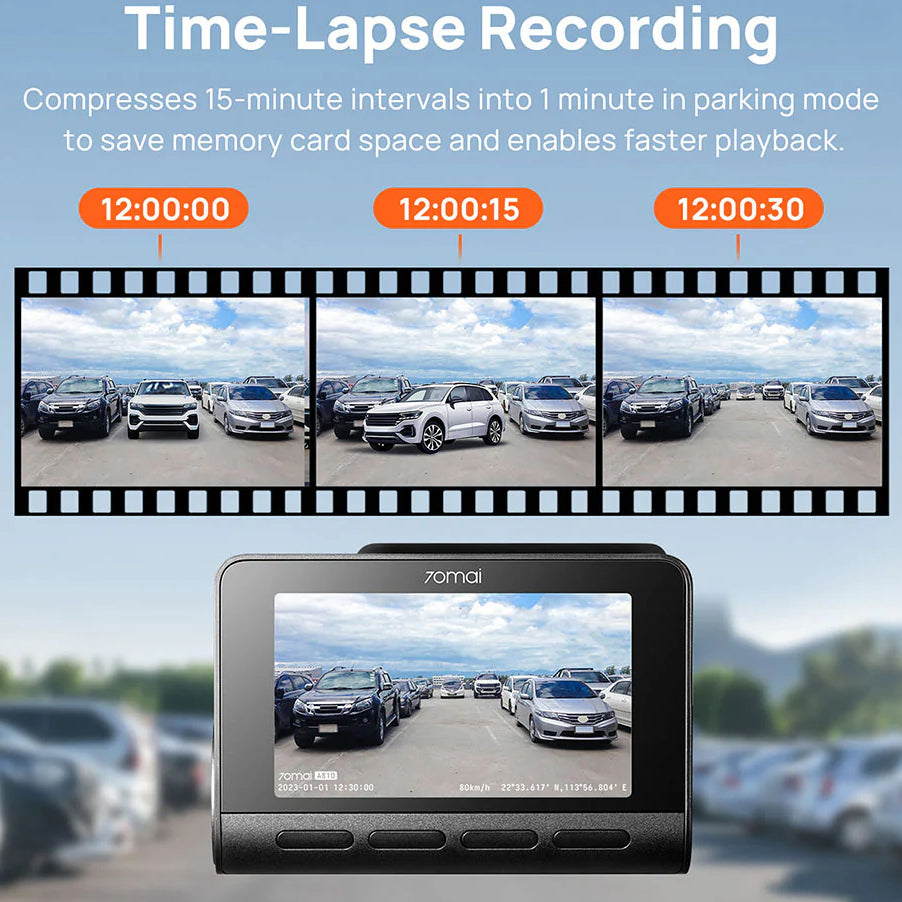 Camera Auto Fata Spate 70mai Dash Cam A810, 4K, Wi-Fi, GPS, Afisaj 3inch