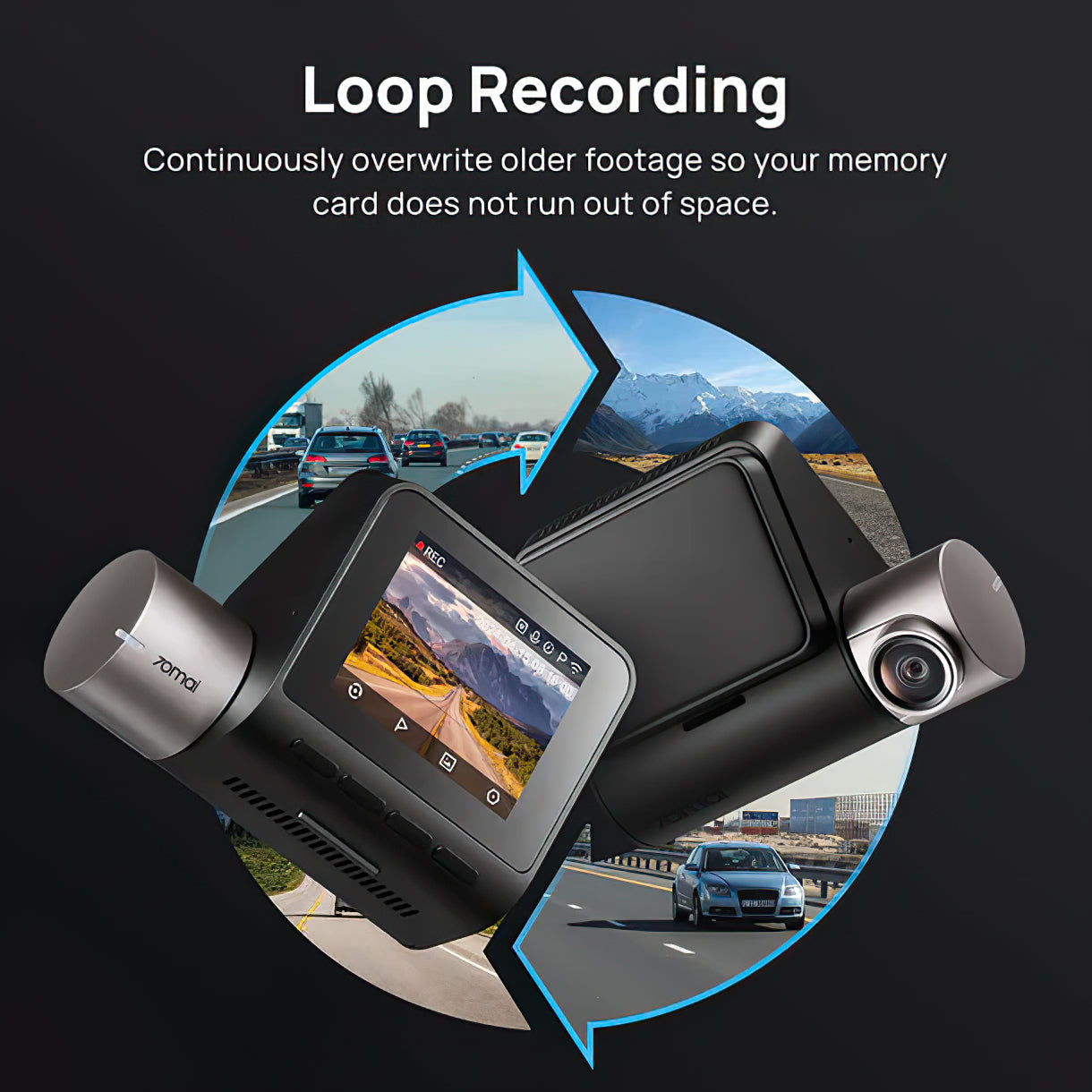 Camera Auto Fata Spate 70mai Dash Cam A510, 3K, GPS, Wi-Fi, Afisaj 2inch