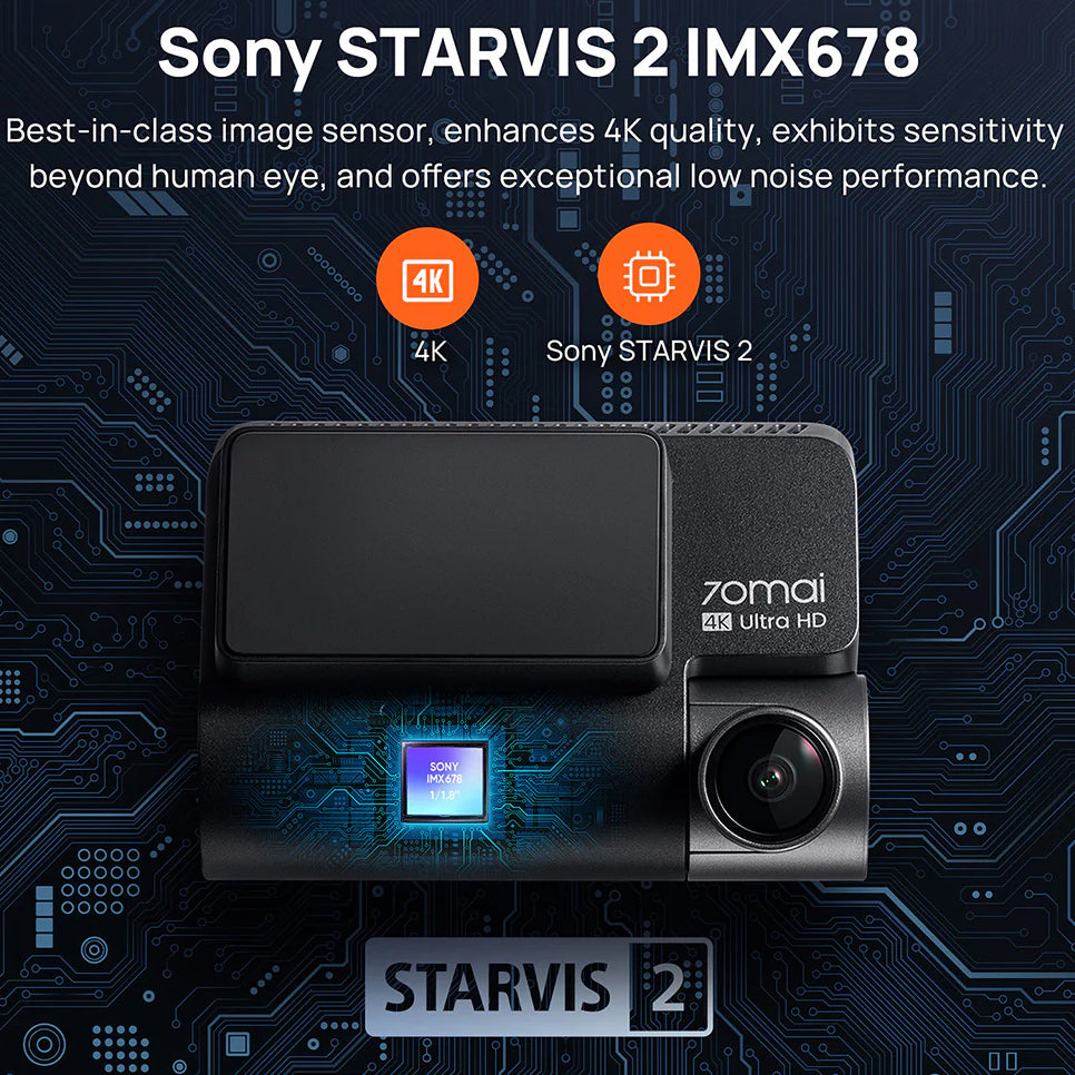 Camera Auto Fata Spate 70mai Dash Cam A810, 4K, Wi-Fi, GPS, Afisaj 3inch