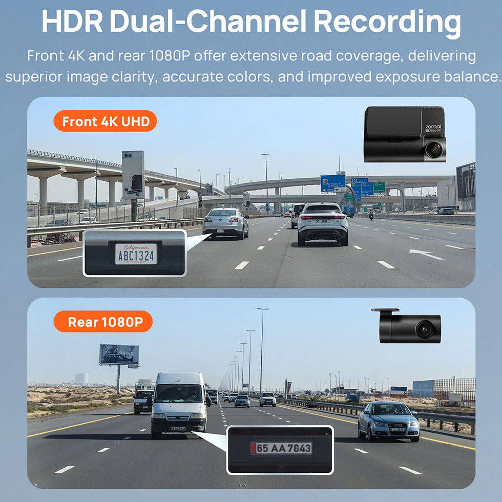 Camera Auto Fata Spate 70mai Dash Cam A810, 4K, Wi-Fi, GPS, Afisaj 3inch