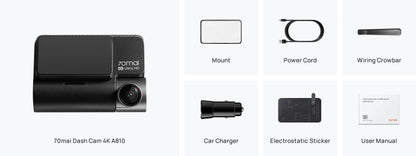 Camera Auto Fata Spate 70mai Dash Cam A810, 4K, Wi-Fi, GPS, Afisaj 3inch