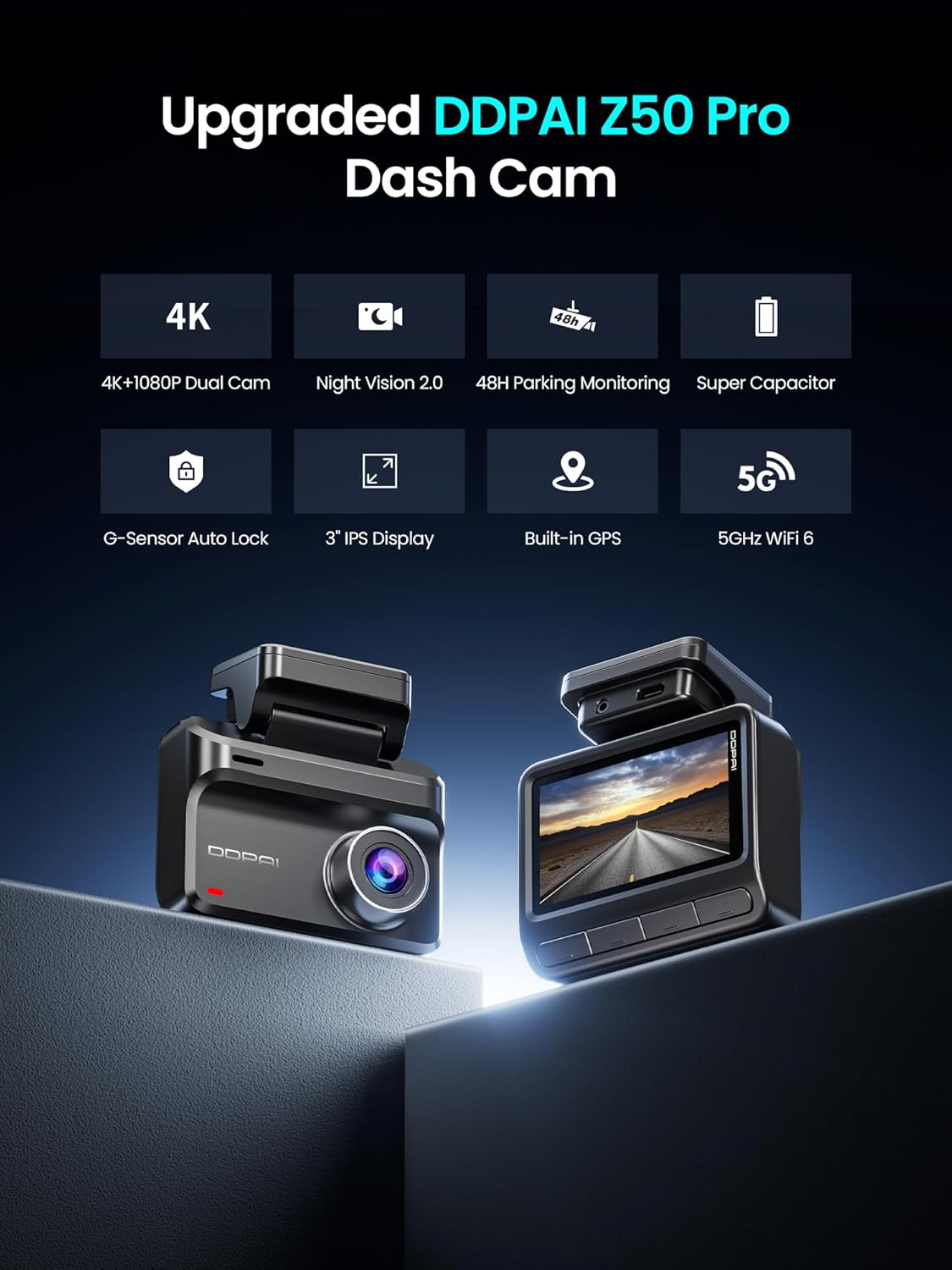 Camera Auto Fata Spate DDPAI Z50 Pro Dual, 4K, Wi-Fi, GPS, Afisaj 3inch