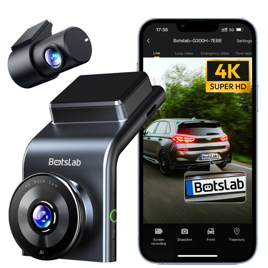 Camera Auto Fata Spate Botslab G300H Plus, 4K, Wi-Fi, GPS, Afisaj 2.4inch