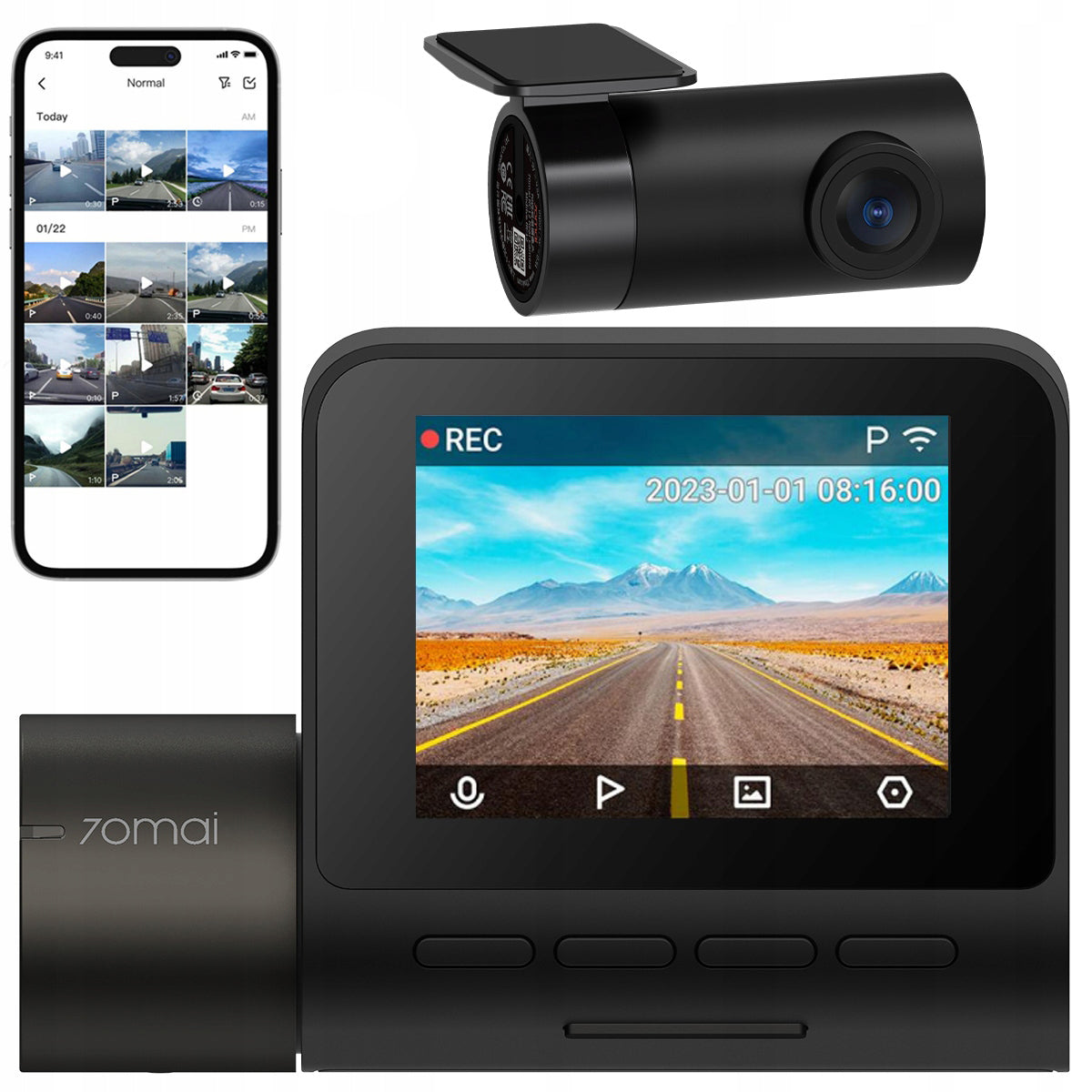 Camera Auto Fata Spate 70mai Dash Cam A200, 1080P, Wi-Fi, Afisaj 2inch