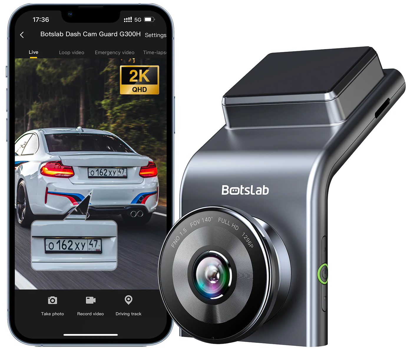 Camera Auto Fata Spate Botslab G300H Plus, 4K, Wi-Fi, GPS, Afisaj 2.4inch