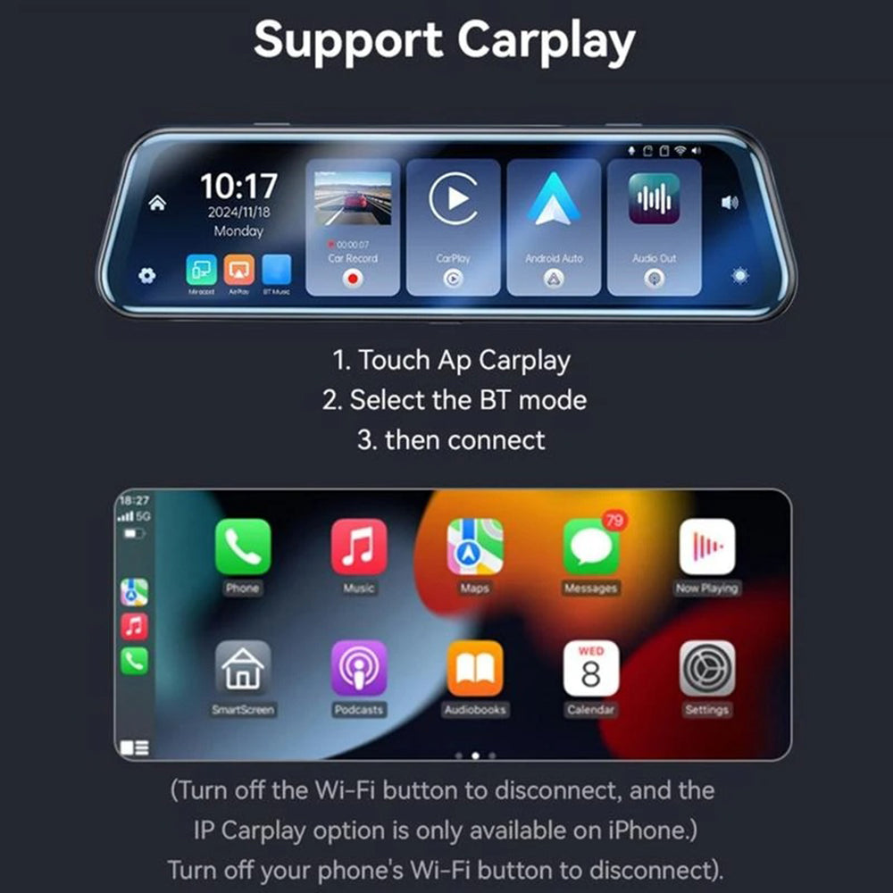 Camera Auto Yesido KM24 cu Carplay / Android Auto, 4K, Afisaj 9.66inch