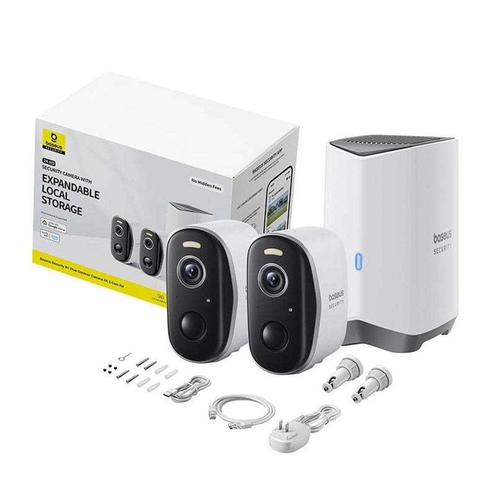 Camera de Supraveghere Baseus N1 Plus, Wi-Fi, 2K, IP67, Exterior, Set 2 bucati S0TW012131