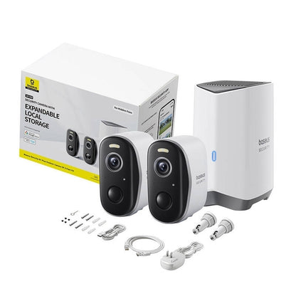Camera de Supraveghere Baseus N1 Plus, Wi-Fi, 2K, IP67, Exterior, Set 2 bucati S0TW012131