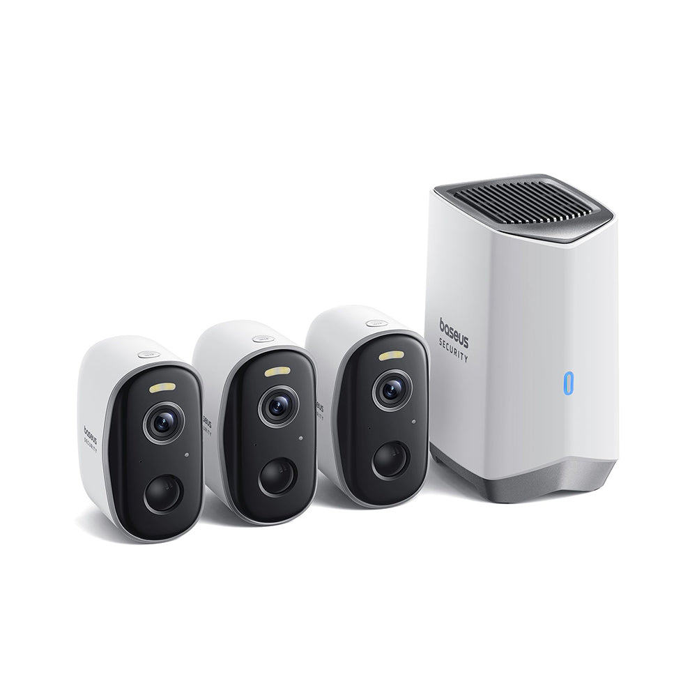 Camera de Supraveghere Baseus N1, Wi-Fi, 2K, IP67, Exterior, Set 3 bucati S0TW012131