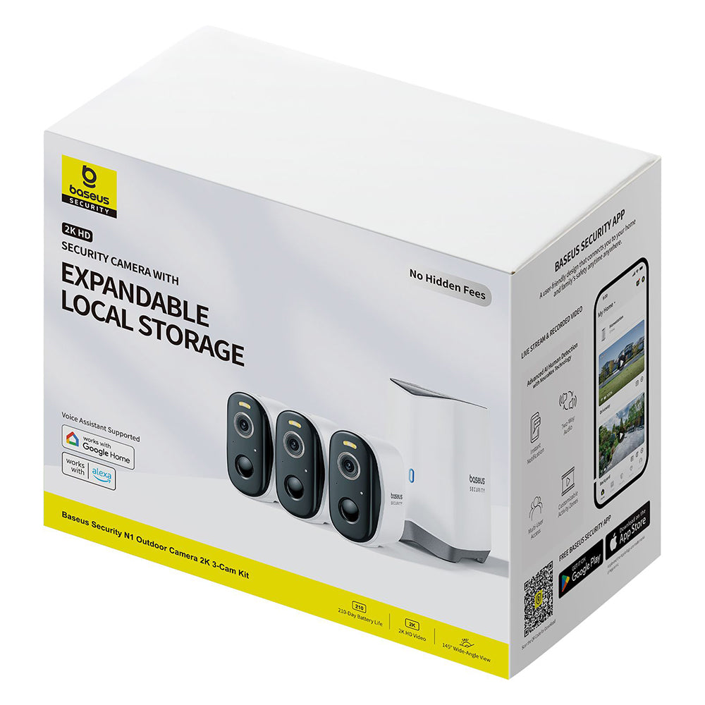 Camera de Supraveghere Baseus N1, Wi-Fi, 2K, IP67, Exterior, Set 3 bucati S0TW012131