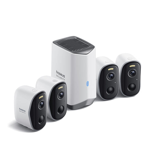 Camera de Supraveghere Baseus N1, Wi-Fi, 2K, IP67, Exterior, Set 4 bucati, Alba ACSLH-01