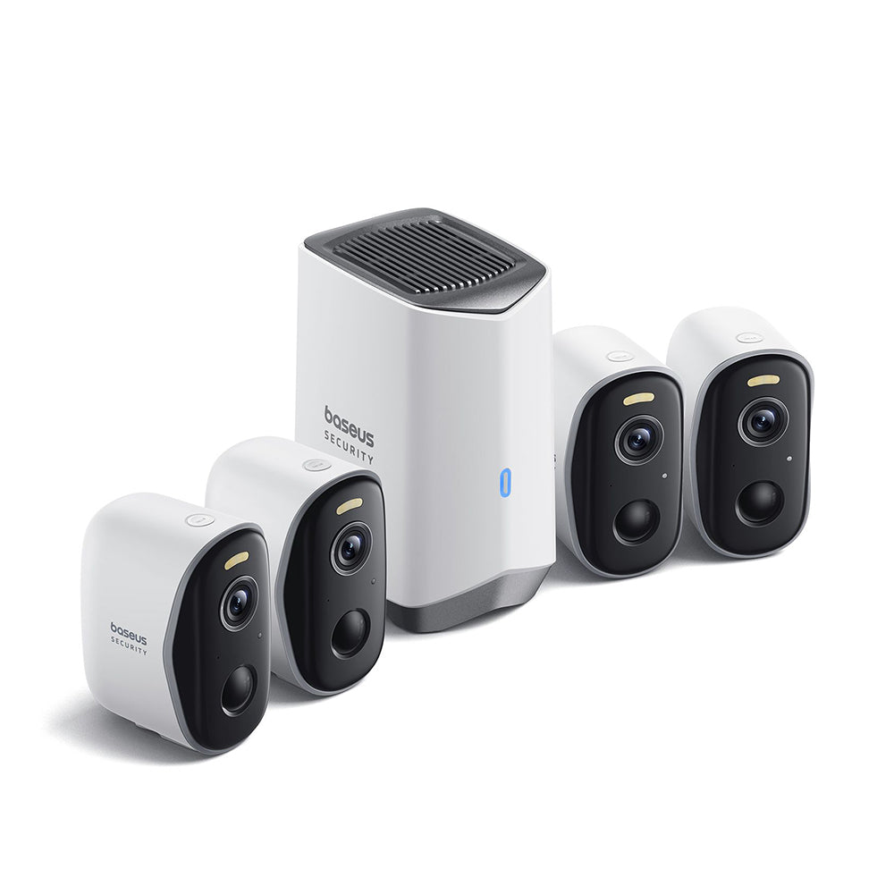 Camera de Supraveghere Baseus N1, Wi-Fi, 2K, IP67, Exterior, Set 4 bucati ACSLH-01