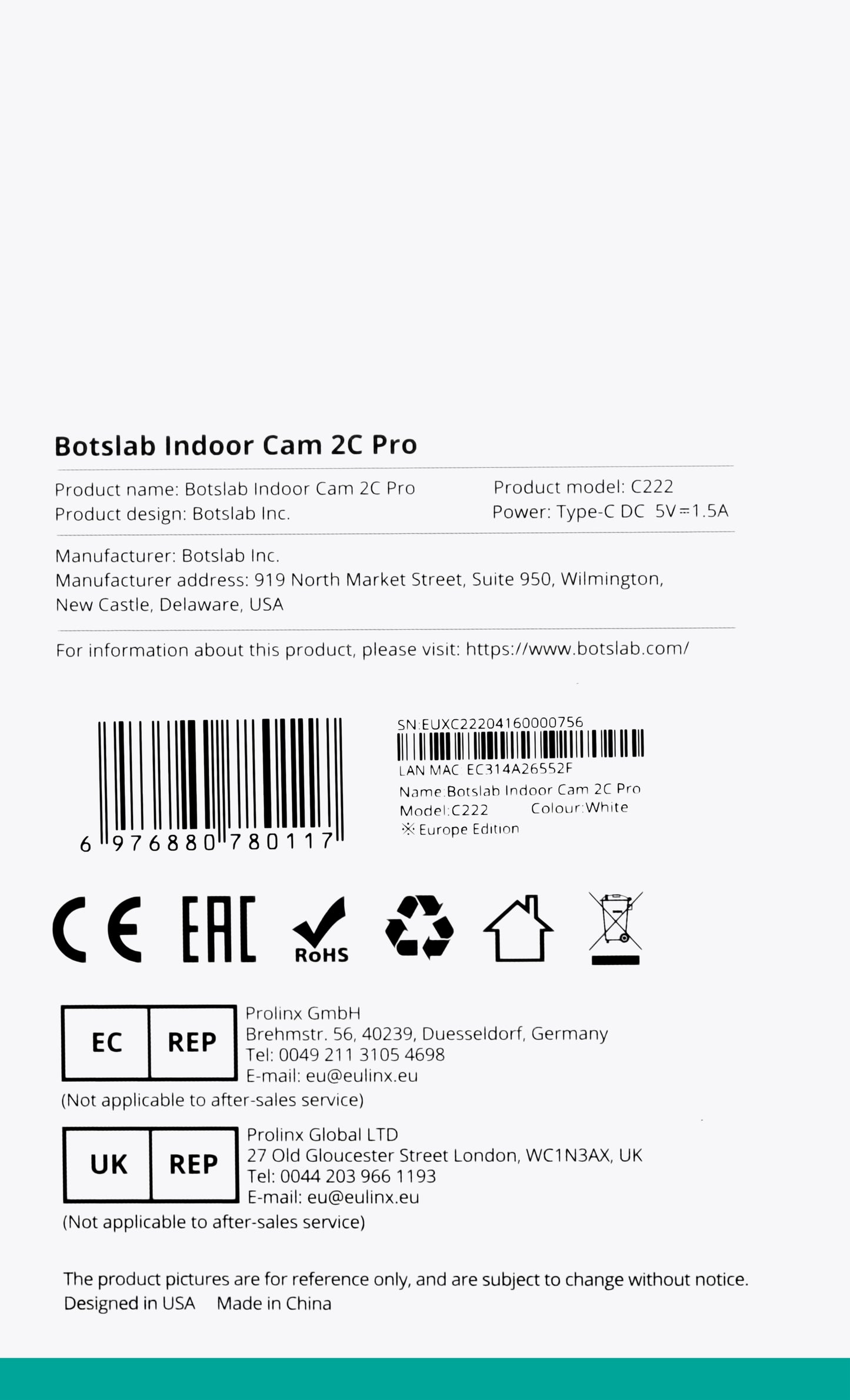 Camera de Supraveghere Botslab 2C Pro C222, Wi-Fi, 3K, Interior