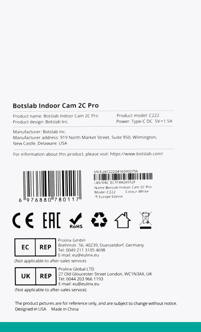 Camera de Supraveghere Botslab 2C Pro C222, Wi-Fi, 3K, Interior