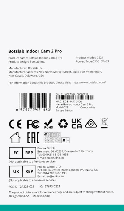 Camera de Supraveghere Botslab 2 Pro C221, Wi-Fi, 3K, Interior