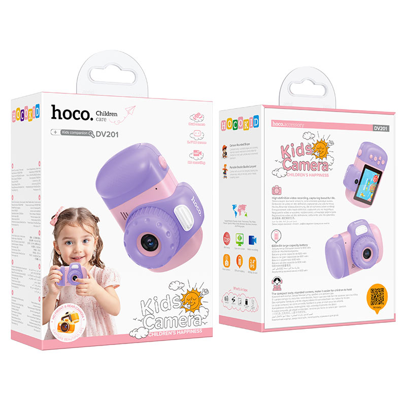 Camera Digitala HOCO DV201 Kids, 1080P, 2MP, Roz