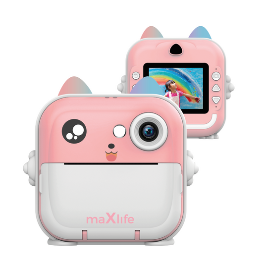 Camera Digitala cu functie de printare MaXlife MXPC-100 Kids, Roz