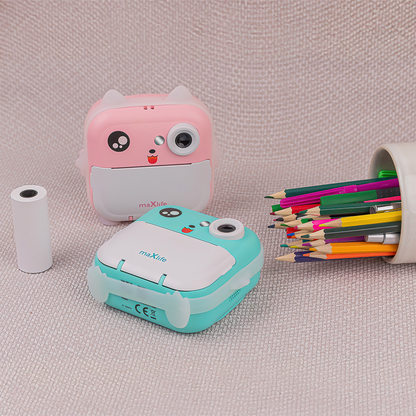 Camera Digitala cu functie de printare MaXlife MXPC-100 Kids, Roz