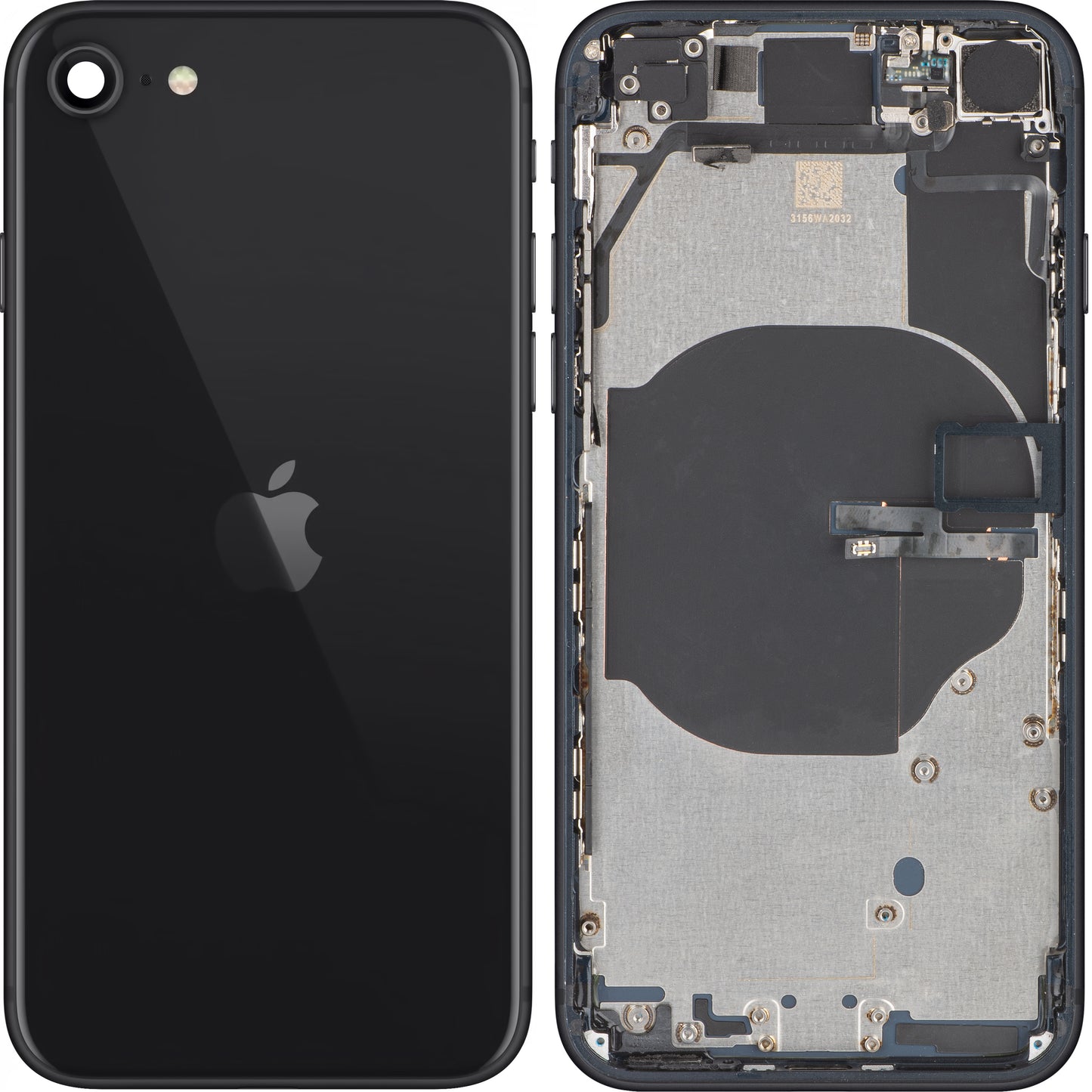 Capac Baterie Apple iPhone SE (2022), Cu Carcasa Mijloc, Negru (Midnight), Swap