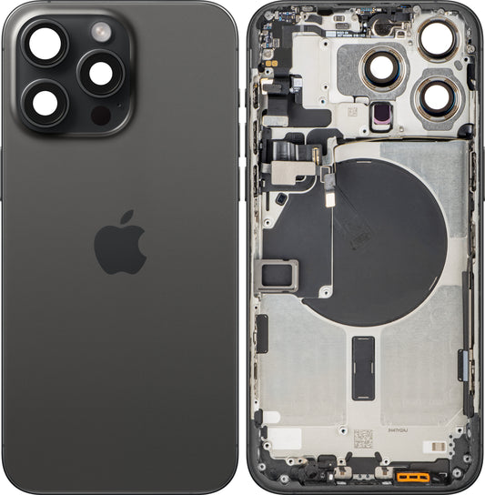 Capac Baterie Apple iPhone 15 Pro Max, Cu Carcasa Mijloc, Negru (Black Titanium), Swap