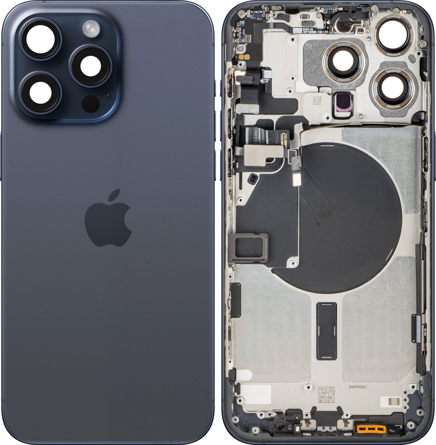 Capac Baterie Apple iPhone 15 Pro Max, Cu Carcasa Mijloc, Albastru (Blue Titanium), Swap