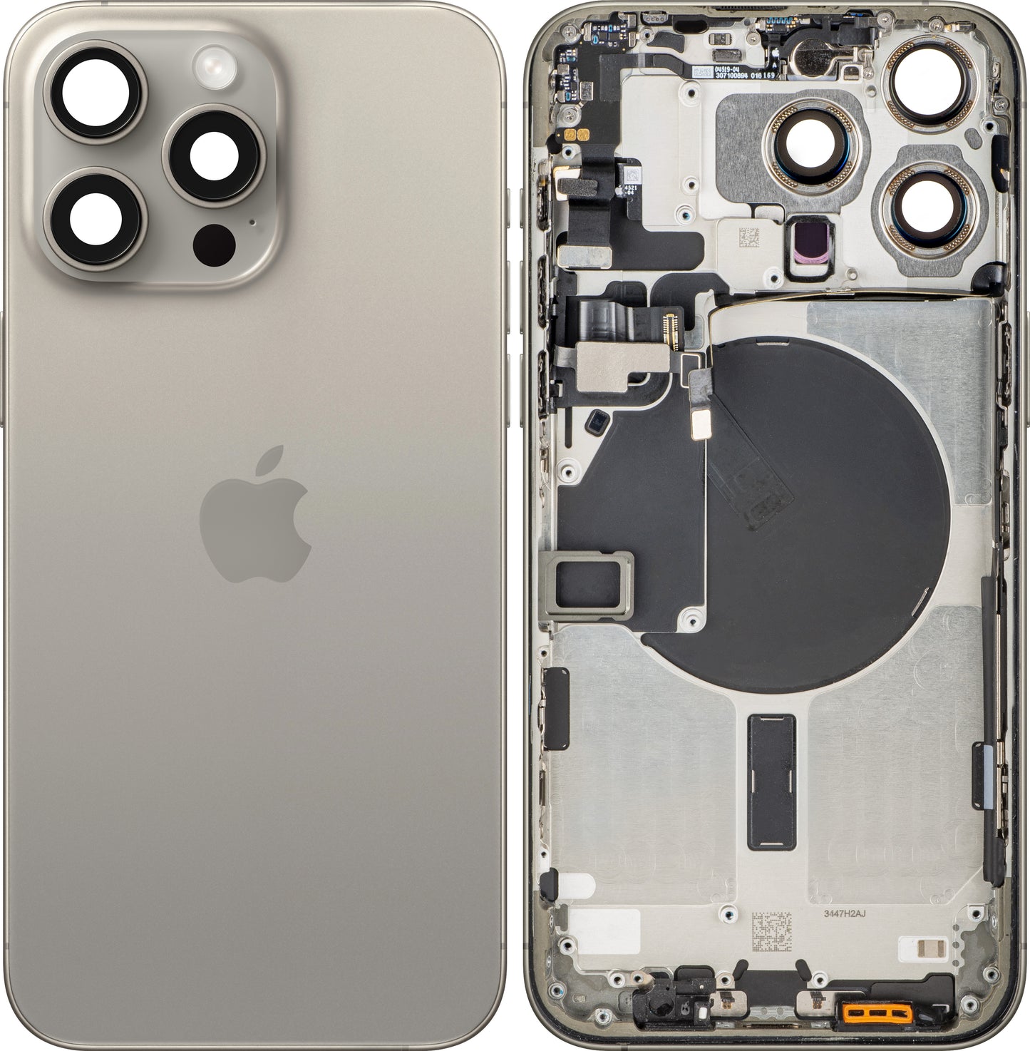 Capac Baterie Apple iPhone 15 Pro Max, Cu Carcasa Mijloc, Bej (Natural Titanium), Swap