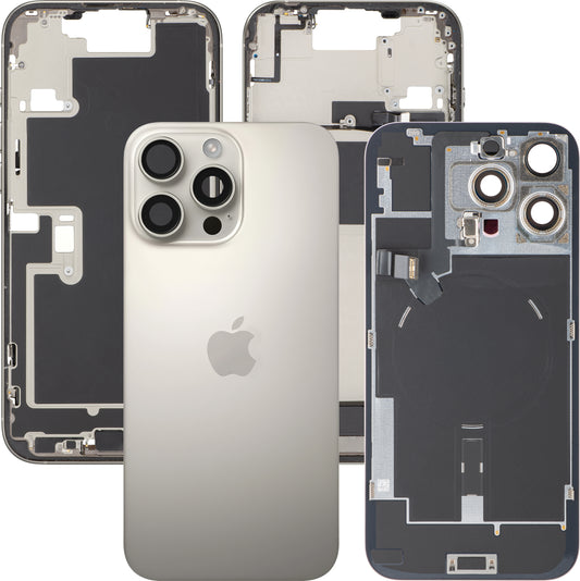 Capac Baterie Apple iPhone 16 Pro Max, Cu Carcasa Mijloc, Full Parts, Bej (Natural Titanium), Swap