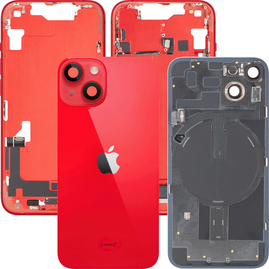 Capac Baterie Apple iPhone 14, Cu Carcasa Mijloc, Full Parts, Rosu, Swap