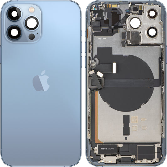 Capac Baterie Apple iPhone 13 Pro Max, Cu Carcasa Mijloc, Full Parts, Albastru (Sierra Blue), Swap