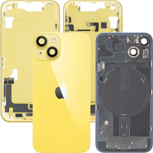 Capac Baterie Apple iPhone 14, Cu Carcasa Mijloc, Full Parts, Galben, Swap