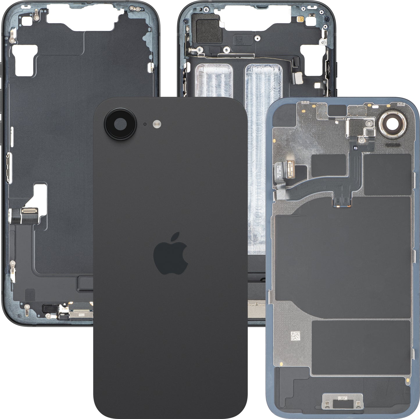 Capac Baterie Apple iPhone 16e, Cu Carcasa Mijloc, Full Parts, Negru, Swap