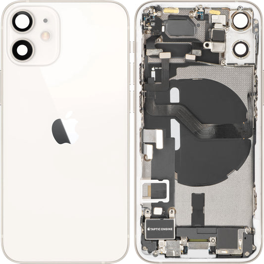 Capac Baterie Apple iPhone 12 mini, Cu Carcasa Mijloc, Full Parts, Alb, Swap