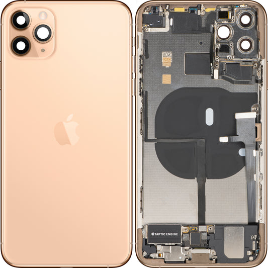 Capac Baterie Apple iPhone 11 Pro Max, Cu Carcasa Mijloc, Full Parts, Auriu (Matte Gold), Swap Premium